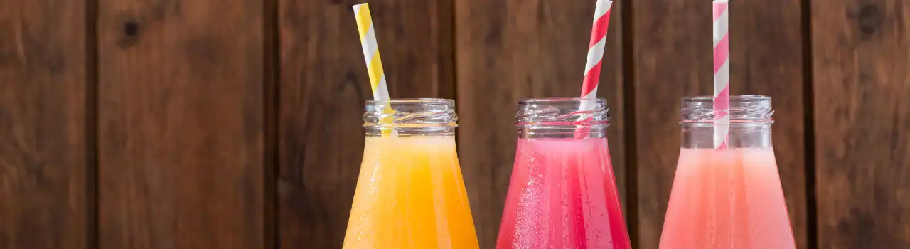 colored bottles with straws